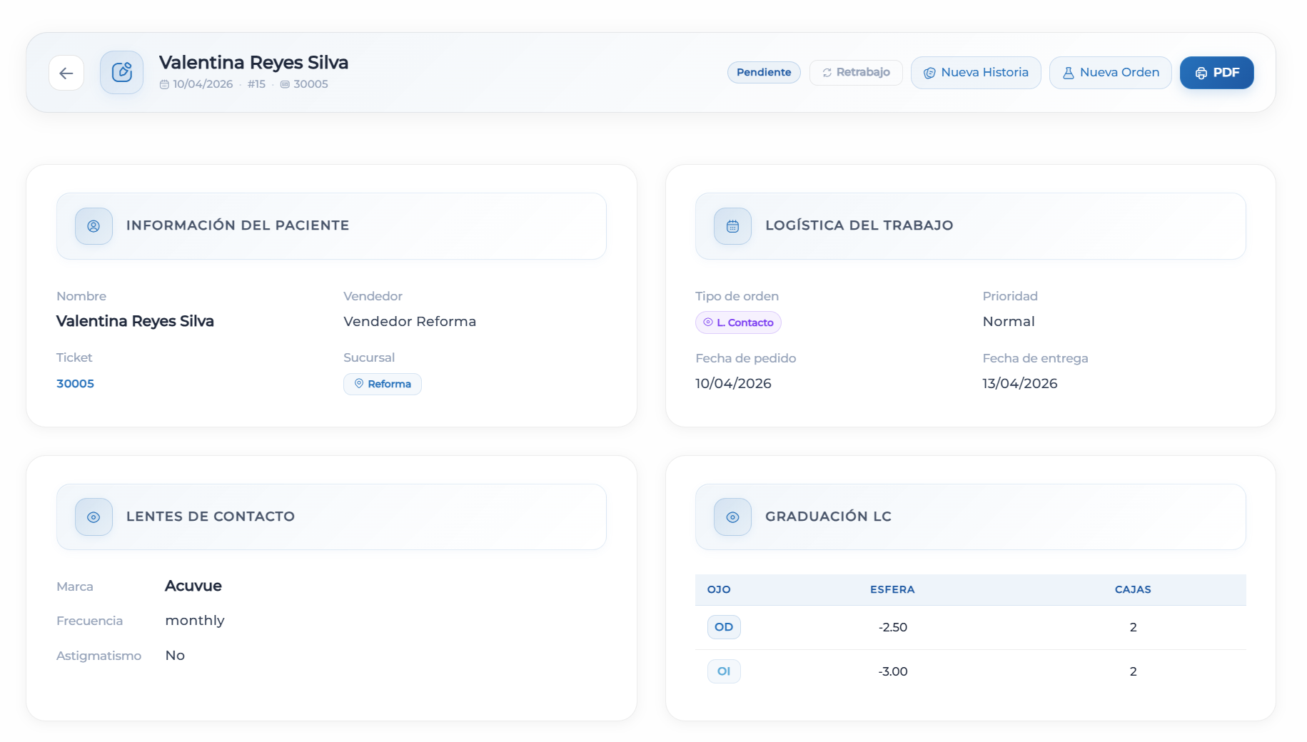 Detalle de orden de laboratorio con graduación y logística en Nimrud